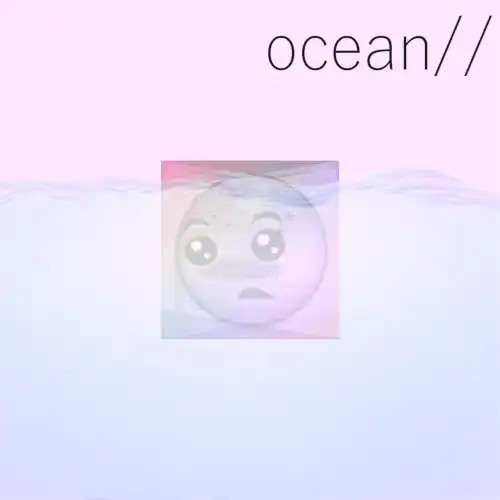 ocean cover, it's a glitchy flushed emoji